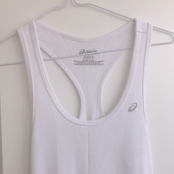 NWOT ASICS White Ribbed Fitted Racerback Tank, S - Picture 3 of 4